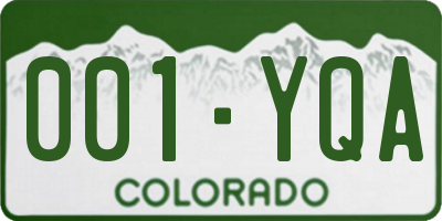 CO license plate 001YQA