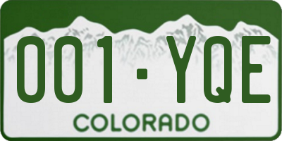 CO license plate 001YQE