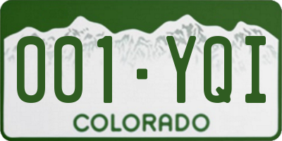 CO license plate 001YQI