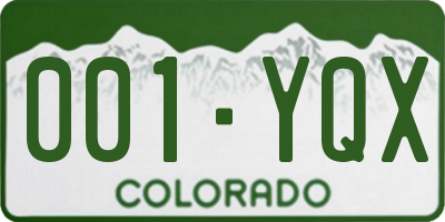 CO license plate 001YQX