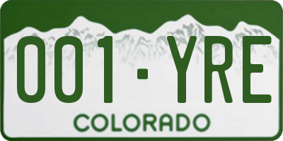 CO license plate 001YRE