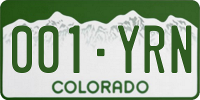 CO license plate 001YRN