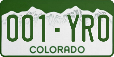 CO license plate 001YRO