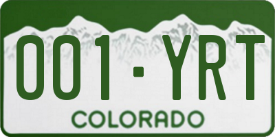CO license plate 001YRT