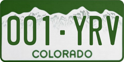 CO license plate 001YRV