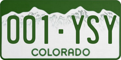 CO license plate 001YSY