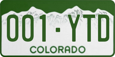 CO license plate 001YTD
