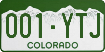 CO license plate 001YTJ