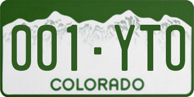 CO license plate 001YTO