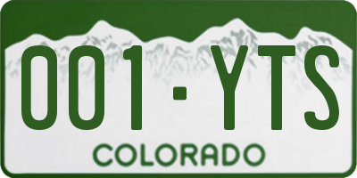 CO license plate 001YTS