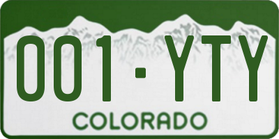 CO license plate 001YTY