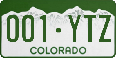 CO license plate 001YTZ