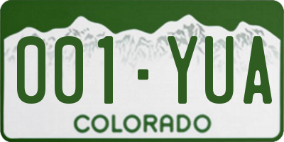 CO license plate 001YUA