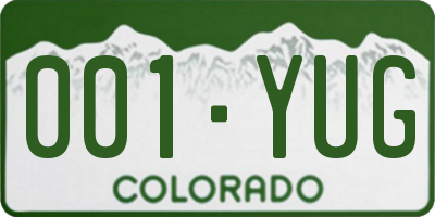 CO license plate 001YUG