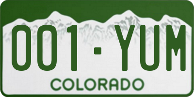 CO license plate 001YUM