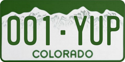 CO license plate 001YUP