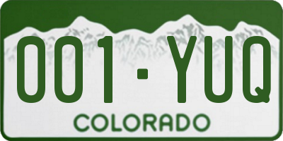 CO license plate 001YUQ