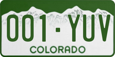 CO license plate 001YUV