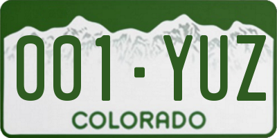 CO license plate 001YUZ