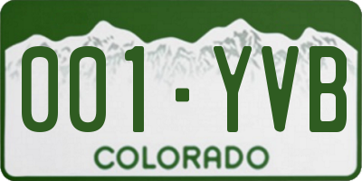 CO license plate 001YVB