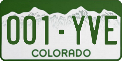 CO license plate 001YVE