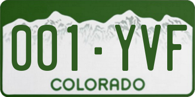 CO license plate 001YVF