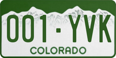 CO license plate 001YVK
