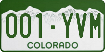 CO license plate 001YVM