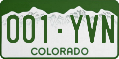 CO license plate 001YVN