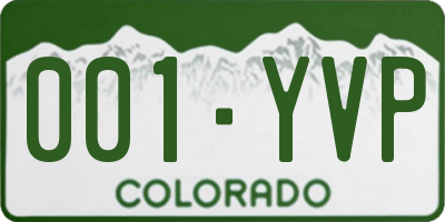 CO license plate 001YVP
