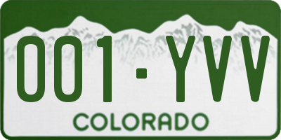 CO license plate 001YVV