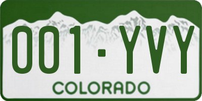 CO license plate 001YVY