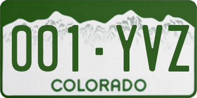 CO license plate 001YVZ