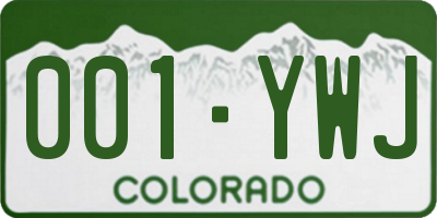 CO license plate 001YWJ
