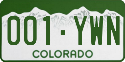 CO license plate 001YWN