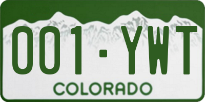 CO license plate 001YWT