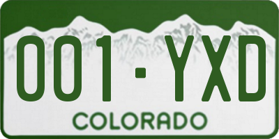 CO license plate 001YXD