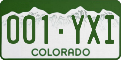 CO license plate 001YXI