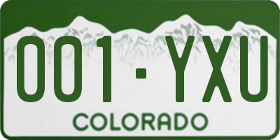 CO license plate 001YXU