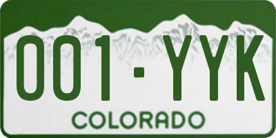 CO license plate 001YYK