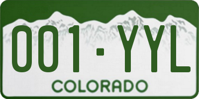 CO license plate 001YYL