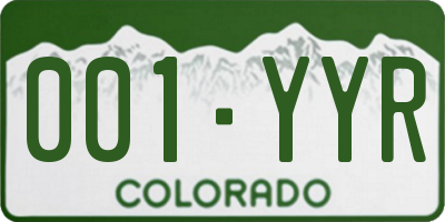 CO license plate 001YYR