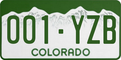 CO license plate 001YZB