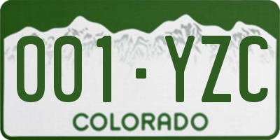 CO license plate 001YZC
