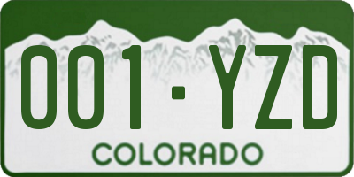 CO license plate 001YZD