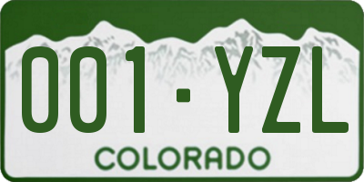 CO license plate 001YZL