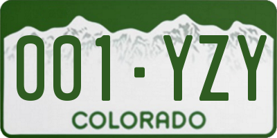 CO license plate 001YZY