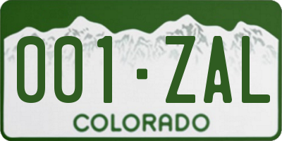 CO license plate 001ZAL