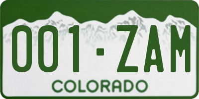 CO license plate 001ZAM