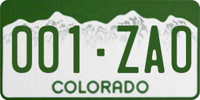 CO license plate 001ZAO